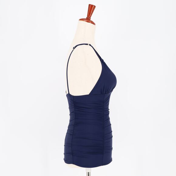 Calvin Klein Women Navy Stretch Tummy Control Ruched Swimwear Tankini Top Size S - Picture 3 of 6